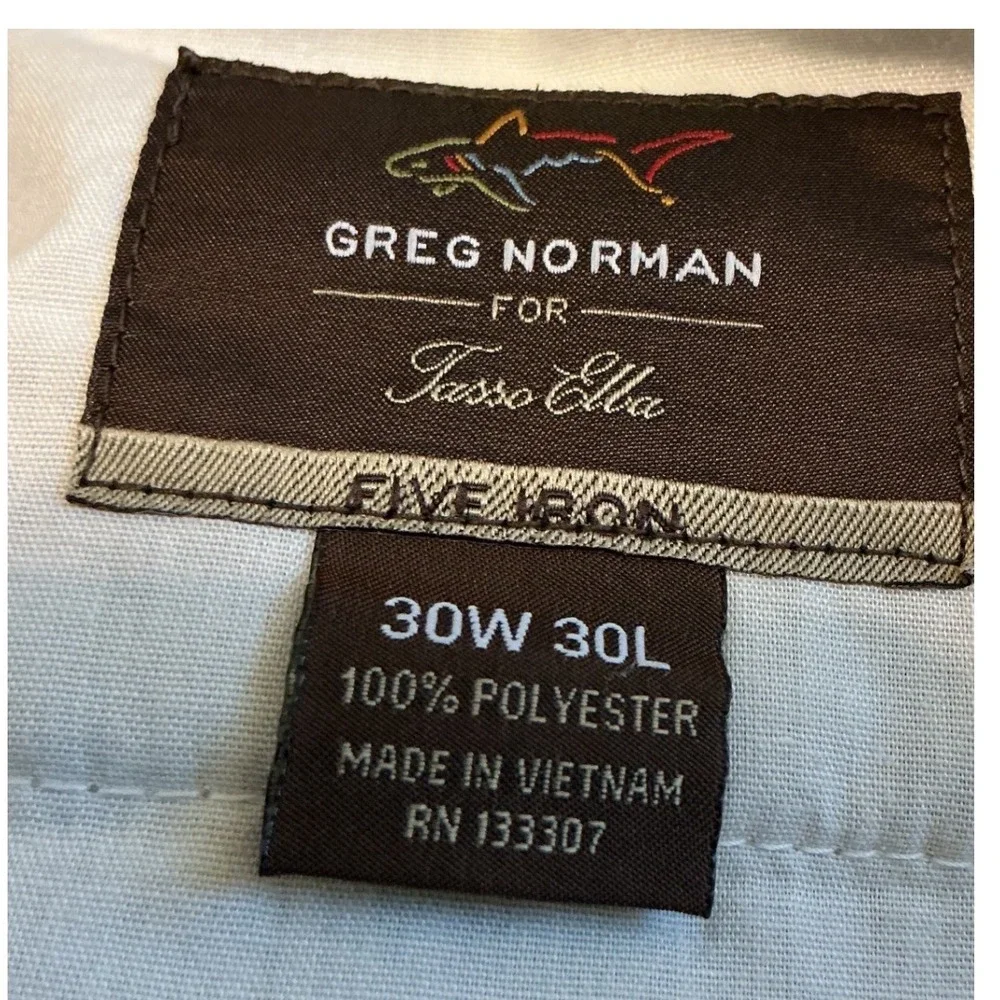 Greg Norman Tasso Elba Five Iron Mens Golf Pants 30x30 Khaki Tan Flat Front